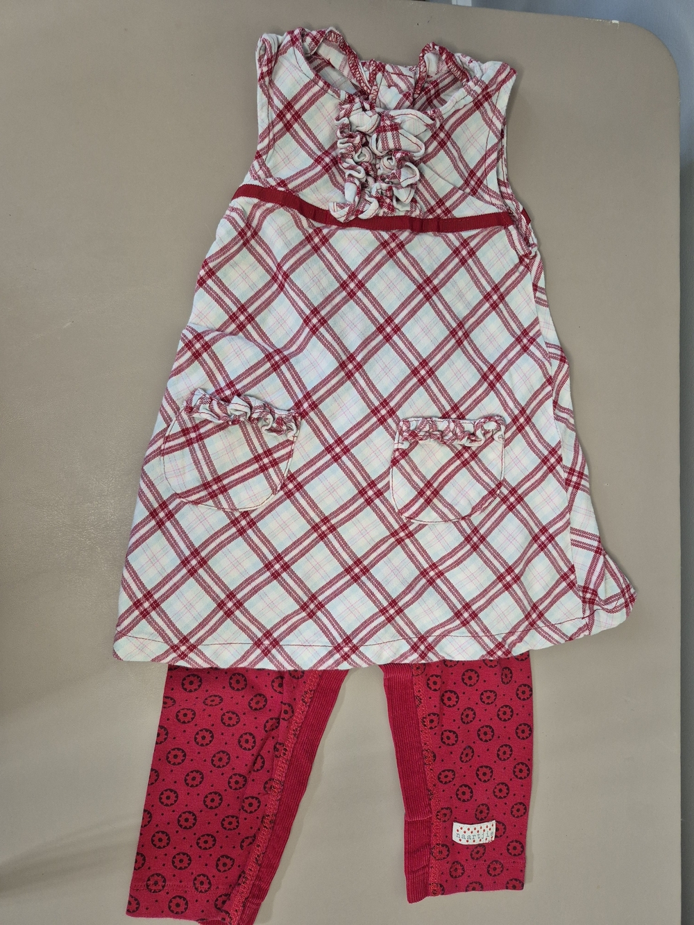 Gymboree Red Plaid Dress & Naartjie Kids Red Leggings Set 12-18 Months
